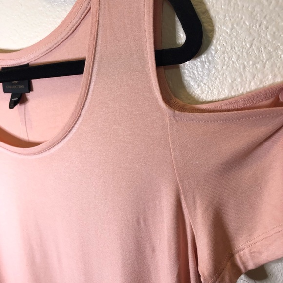 M Collection Baby Pink Cold Shoulder Top Size Small - Picture 2 of 7